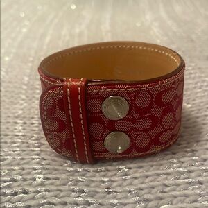 Coach Red Signature Cuff Bracelet